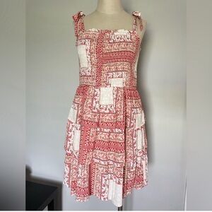 NWOT American Eagle Patchwork Floral Smocked Tiered Tie Strap Dress